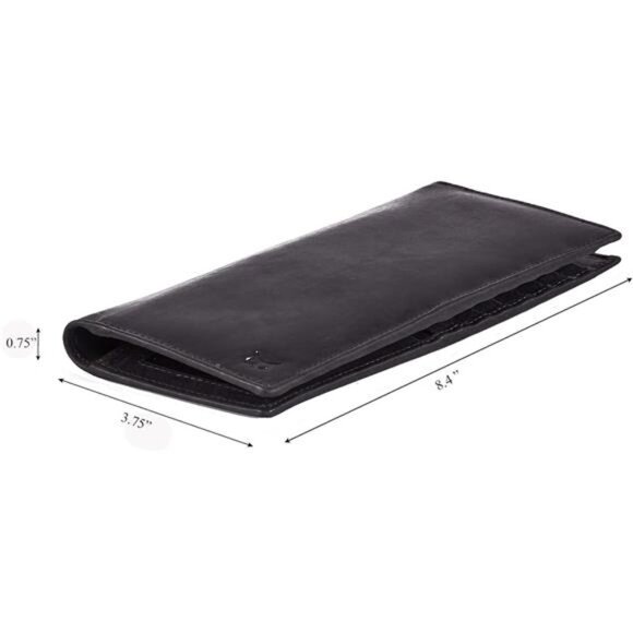 Long Wallet for Men Women Real Leather Bifold RFID Stylish Slim Handmade 2 ID - Picture 2 of 6